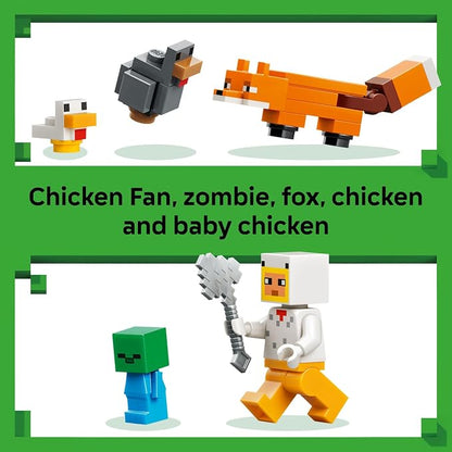 LEGO Minecraft Chicken Farm Building Toy for Kids - Video Game Playset & Figures for Boys & Girls, Ages 7+ - Gift for Birthdays - 21585