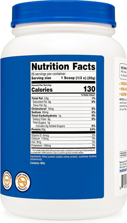 Nutricost Whey Protein Isolate (Unflavored) 2LBS
