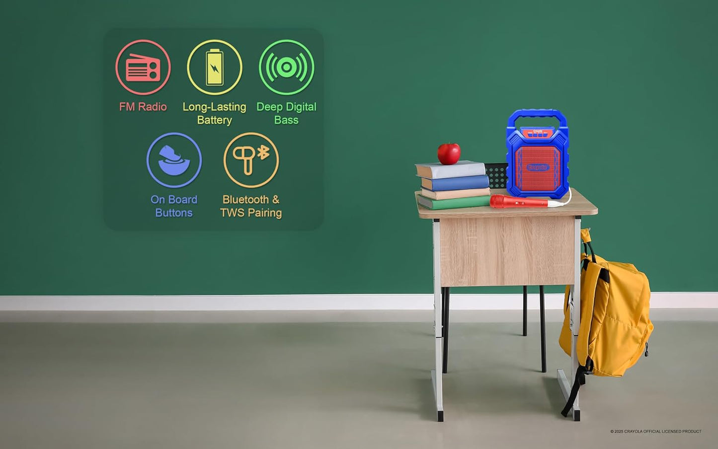 Crayola Mini Karaoke Machine for Kids, Bluetooth Speakers with Microphone | 4" Driver 10W Peak Power, Loud HD Sound, Rechargeable Mini Portable Bluetooth Speaker, USB, TWS, Indoor/Outdoor Party