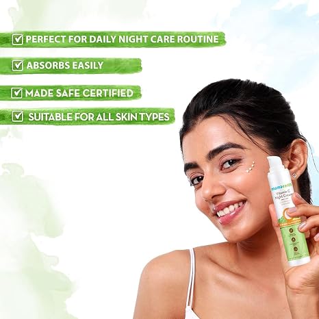 Mamaearth Vitamin C Night Cream for Skin Illumination | Helps Reduce Spots & Replenishes Lost Radiance | Enhances Collagen with Gotu Kola | 1.76 Oz (50g)