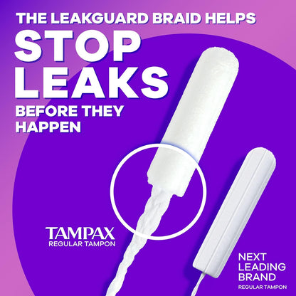 Tampax Radiant Tampons for Women Multipack, with LeakGuard Braid, Regular/Super/Super Plus Absorbency, Unscented, 112 Count (4 Packs of 28), Packaging May Vary