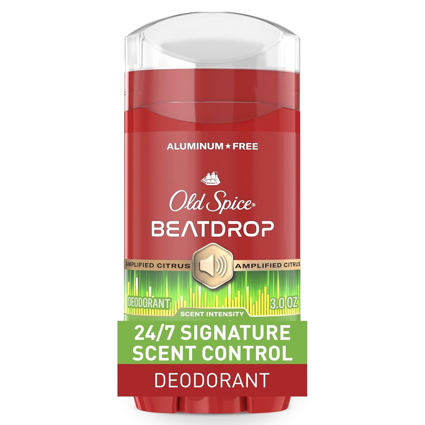Old Spice Aluminum Free Deodorant for Men, 24/7 Odor Protection, 24/7 Signature Scent & Lasting Freshness, Goes on Clean, Beatdrop with Green Bergamot, Fir Needle, & Amber Wood Scent, 3.0 oz