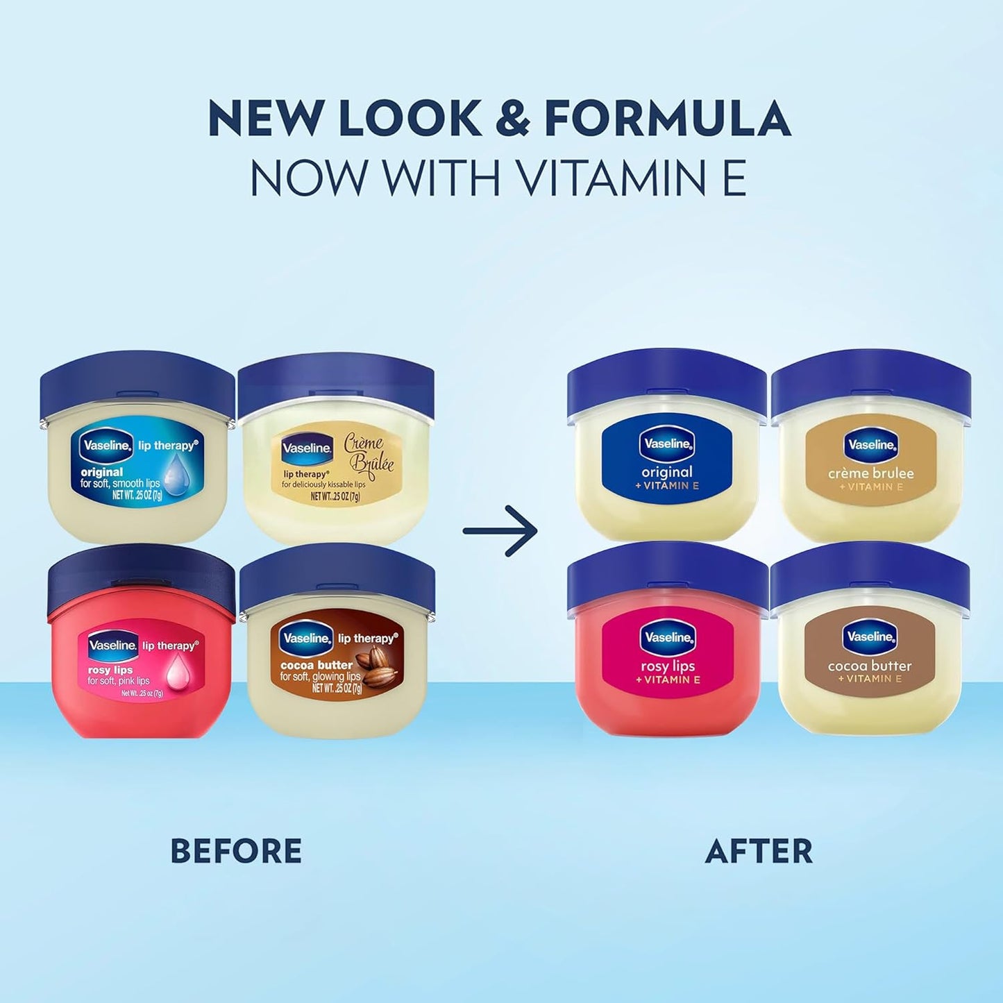 Vaseline Lip Therapy Variety 8-Pack – Original, Crème Brûlée, Rosy Lips, Cocoa Butter Mini Lip Balms for Soft, Glowing, and Deliciously Kissable Lips, 0.25 Oz Ea