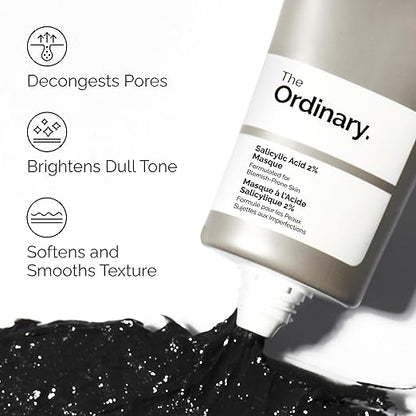 The Ordinary Salicylic Acid 2% Masque, Clarifying Charcoal & Clay Mask for Blemish-Prone Skin, 1.7 Fl Oz