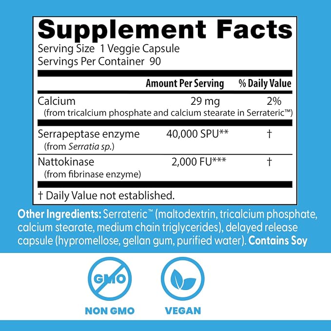 Doctor's Best Natto Serra, for Men & Women, Non GMO, Vegan, 90 Veg Capsules