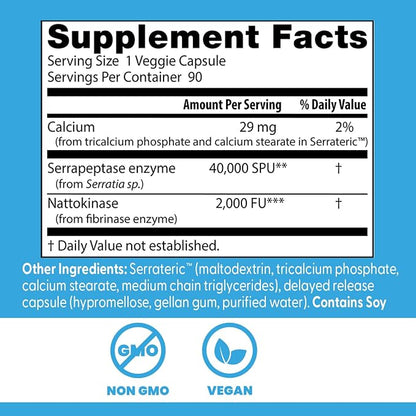 Doctor's Best Natto Serra, for Men & Women, Non GMO, Vegan, 90 Veg Capsules