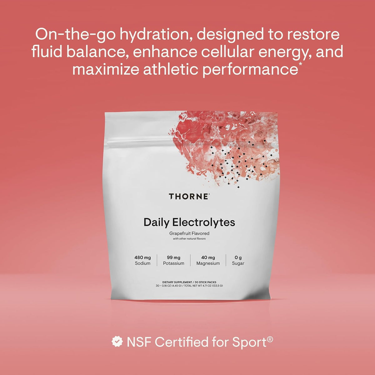 THORNE Daily Electrolytes, Electrolyte Powder Drink Mix, 30 Stick Packs