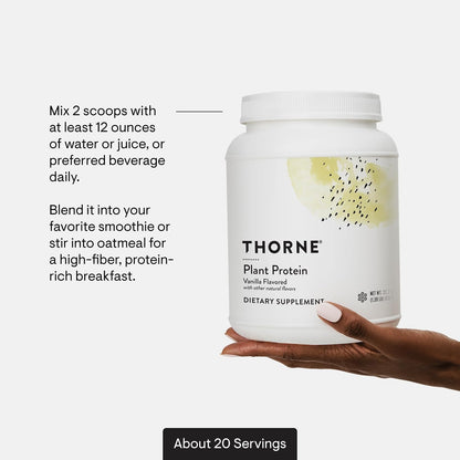 THORNE Plant Protein, 22 g Pea, Rice & Chia Protein Powder, 20 Servings