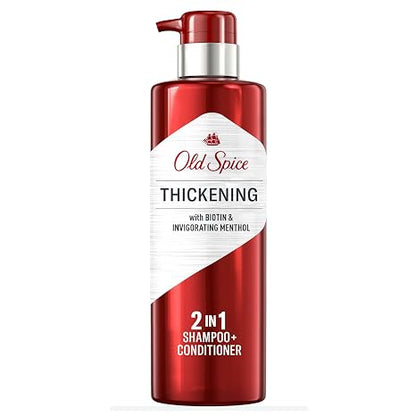 Old Spice Mens Thickening 2-in-1 Mens Shampoo and Conditioner with Biotin and Invigorating Menthol, 17.9 oz