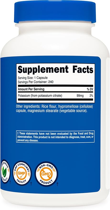 Nutricost Potassium Citrate 99mg, 240 Capsules - Gluten Free, Non-GMO