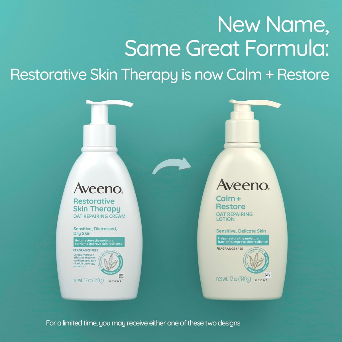 Aveeno Calm + Restore Repairing Body Lotion, Fragrance-Free, 12 oz