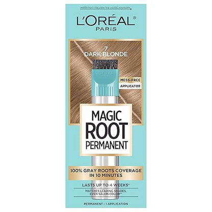 L'Oreal Paris Magic Root Permanent Hair Color Kit, 100% Gray Hair Coverage In Just 10 Minutes, Precision Brush Applicator for Seamless Application, 7 Dark Blonde (1 Count)