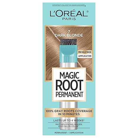 L'Oreal Paris Magic Root Permanent Hair Color Kit, 100% Gray Hair Coverage In Just 10 Minutes, Precision Brush Applicator for Seamless Application, 7 Dark Blonde (1 Count)