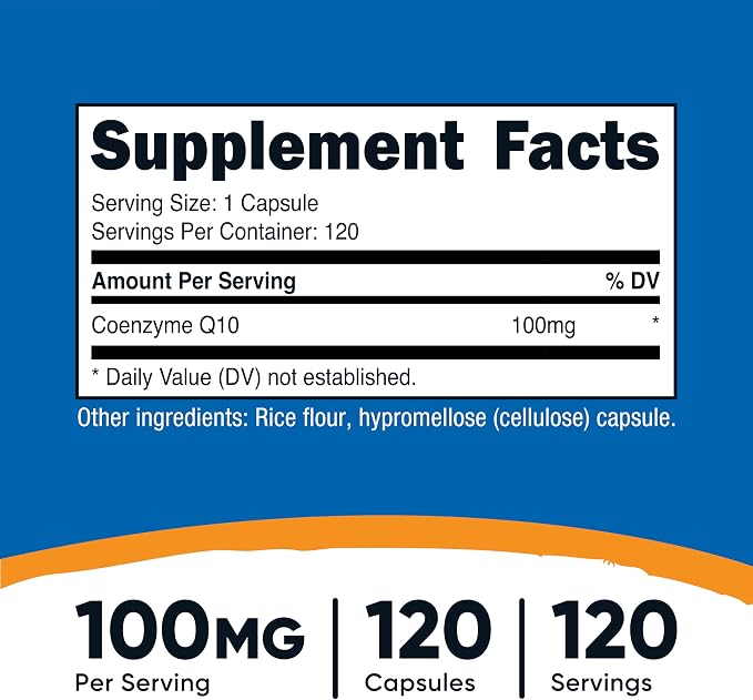 Nutricost CoQ10 100mg, 120 Vegetarian Capsules, 120 Servings - High Absorption, Vegetarian, Non-GMO, Coenzyme Q10 (Pack of 2)