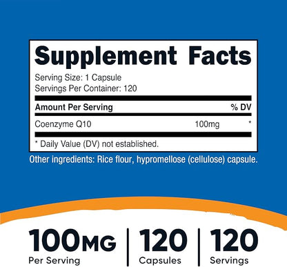 Nutricost CoQ10 100mg, 120 Vegetarian Capsules, 120 Servings - High Absorption, Vegetarian, Non-GMO, Coenzyme Q10 (Pack of 2)
