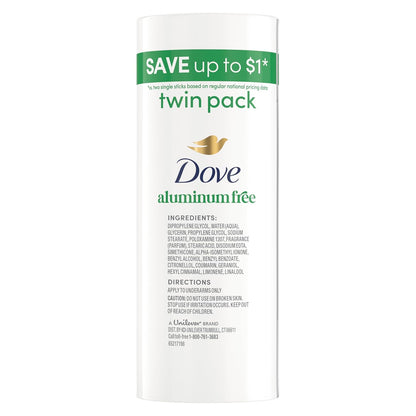Dove Deodorant Stick 2 pk Cucumber & Green Tea for 72 Hour Odor Protection Aluminum Free 2.4 oz