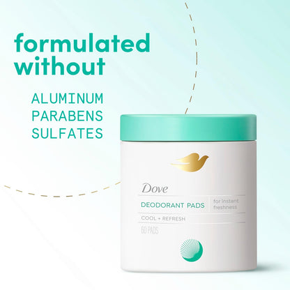 Dove Deodorant Cleansing Pads for Women, 60 Count | Glycolic acid cleansing pads that help neutralize odor, exfoliate skin and provide on-the-go freshness