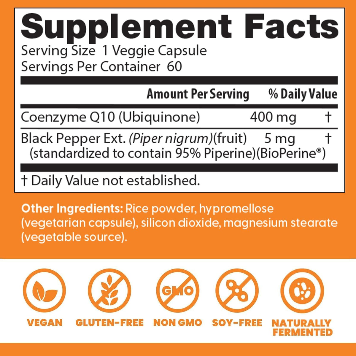 Doctor's BEST High Absorption CoQ10 400mg with BioPerine, 60 Veg Capsules