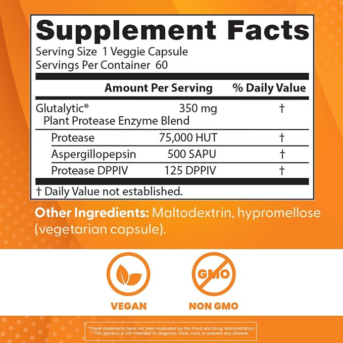 Doctor's BEST Gluten Rescue, Protease Enzyme Blend, 60 Ct Veg Caps