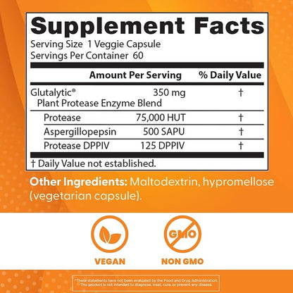 Doctor's BEST Gluten Rescue, Protease Enzyme Blend, 60 Ct Veg Caps