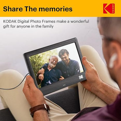 KODAK 7 Inch Digital Picture Frame with Remote Control, 1024x600 HD Display Digital Photo Frame, USB or SD Card Required, Auto-Rotate, Supports Photo/Video/Music/Calendar/Slideshow
