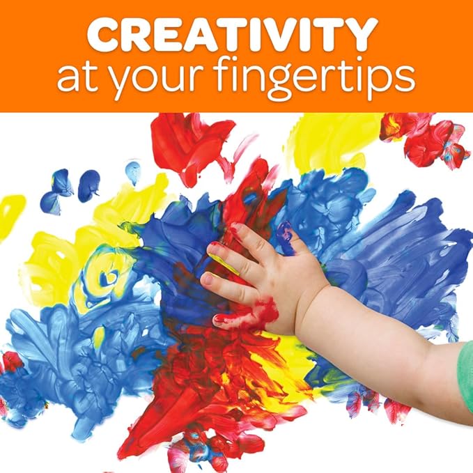 Crayola Washable Finger Paints (6ct), Teacher Classroom Must Haves, Toddler Paint Set, Nontoxic Finger Paint for Kids, Arts & Crafts Supplies for Toddlers