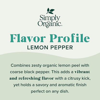 Simply Organic Lemon Pepper, Certified Organic, Kosher | 3.17 Ounce (Pack of 1)