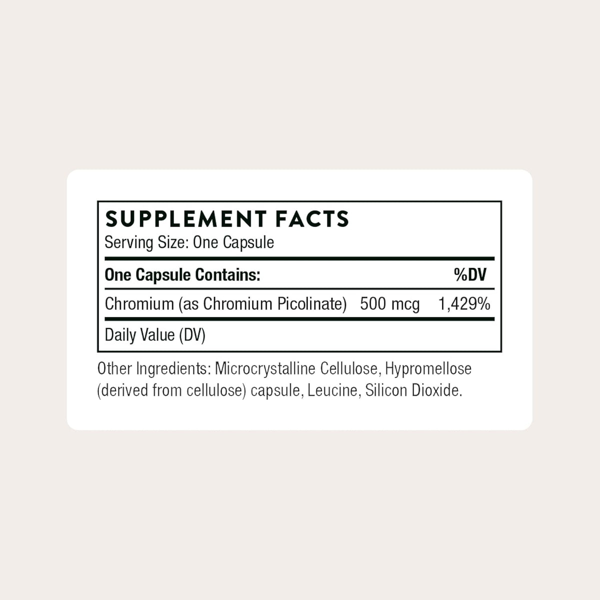 THORNE Chromium Picolinate, 500 mcg Highly Absorbable Chromium, 60 Capsules