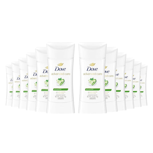Dove Advanced Care Anti Deo Stick Cool Essentials Pack of 12 for helping your skin barrier repair after shaving 72 h odor control and all-day sweat protection with Pro Ceramide Technology 2.6 oz