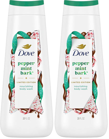 Dove Limited Edition Holiday Treats Body Wash Peppermint Bark for Deep Nourishment 20 oz (Pack of 2)