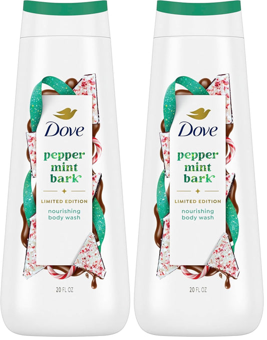 Dove Limited Edition Holiday Treats Body Wash Peppermint Bark for Deep Nourishment 20 oz (Pack of 2)