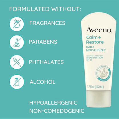 Aveeno Calm + Restore Daily Moisturizer Mineral Sunscreen, 1.7 fl. oz