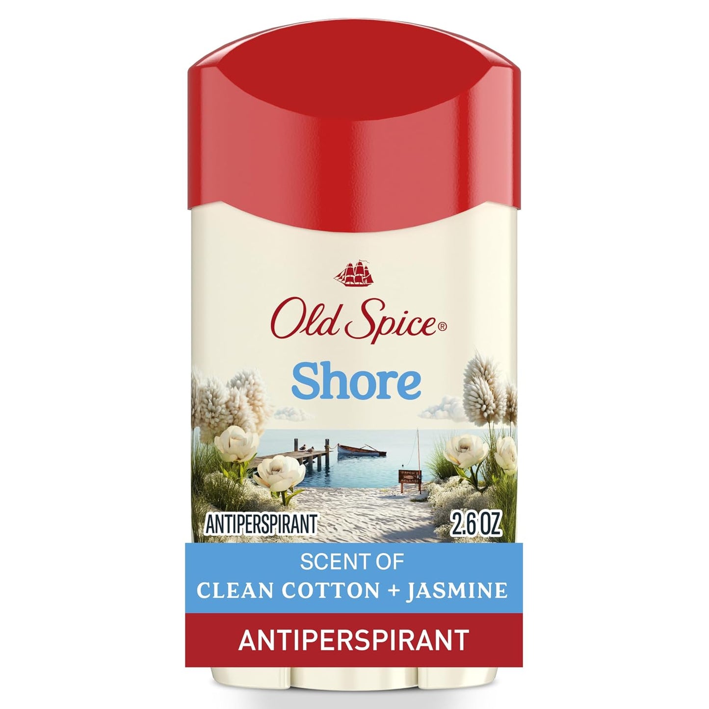 Old Spice Dry Feel Antiperspirant Deodorant for Men, 24/7 Long Lasting Freshness, 24/7 Sweat & Odor Protection, Gentle on Skin with Skin Conditioners, Shore with Clean Cotton & Jasmine Scent, 2.6 oz