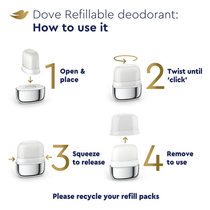 Dove Refillable Deodorant Refill Kit Deodorant For Women Coconut & Pink Jasmine 0% Aluminum 1.13 oz 2 Refills