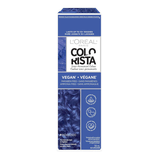 L'Oreal Paris Colorista Semi Permanent Hair Color for Bleached or Blonde Hair, Color Depositing Hair Mask Formula, Indigo