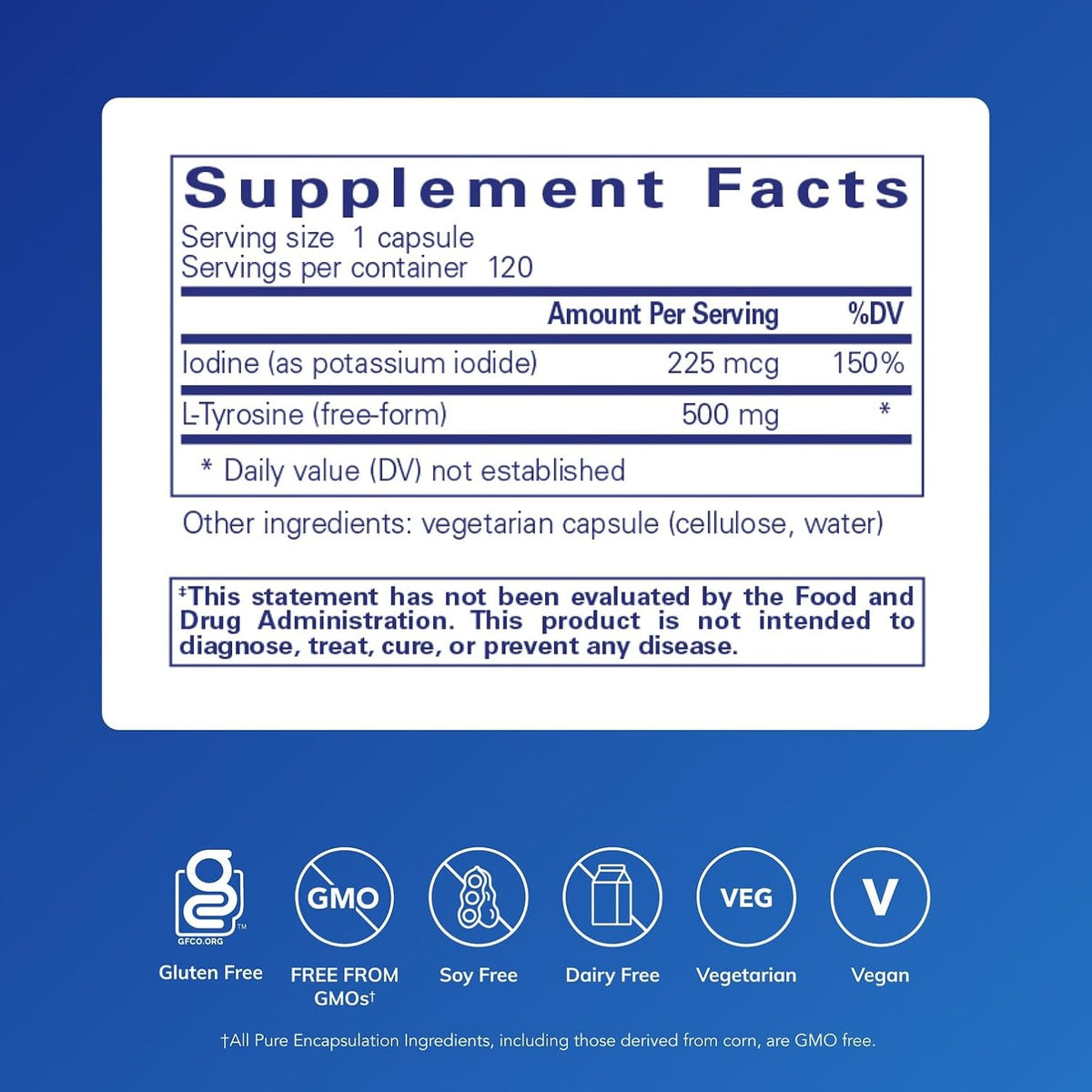 Pure Encapsulations Iodine and Tyrosine, 120 Capsules