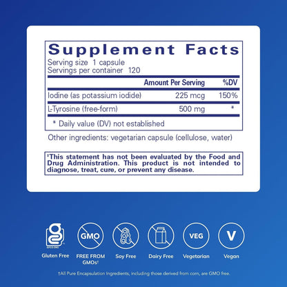 Pure Encapsulations Iodine and Tyrosine, 120 Capsules