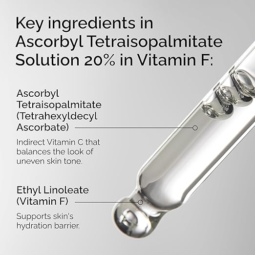The Ordinary Ascorbyl Tetraisopalmitate Solution 20% in Vitamin F, Hydrating Vitamin C Oil for Even Skin Tone, 1 Fl Oz