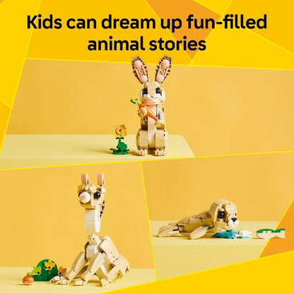 LEGO Creator 3 in 1 Cute Bunny 31162 | Building Toy, Girls & Boys, Ages 8+, Choose Your Build W/ 3 Options, 326 pcs, Display in Bedroom or Bookshelf, Gift Idea