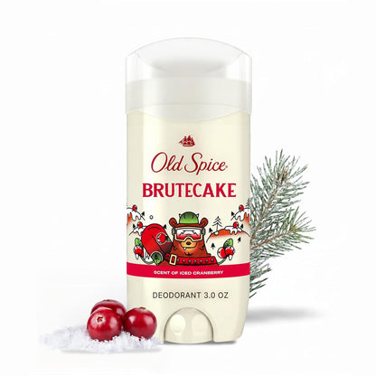 Old Spice Aluminum Free Deodorant for Men, Holidudes Limited Edition, 24/7 Holiday Freshness, Odor Protection, Stocking Stuffer, BruteCake with Iced Cranberry Scent, 3.0 oz