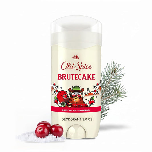 Old Spice Aluminum Free Deodorant for Men, Holidudes Limited Edition, 24/7 Holiday Freshness, Odor Protection, Stocking Stuffer, BruteCake with Iced Cranberry Scent, 3.0 oz