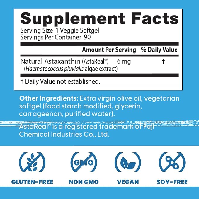 Doctor's BEST Astaxanthin Vegan Supplement 6 mg, 90 Veggie Softgels
