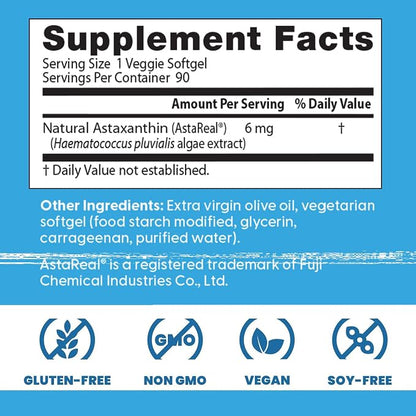 Doctor's BEST Astaxanthin Vegan Supplement 6 mg, 90 Veggie Softgels