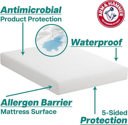 Arm & Hammer Soft Terry Mattress Protector, Waterproof, White, King