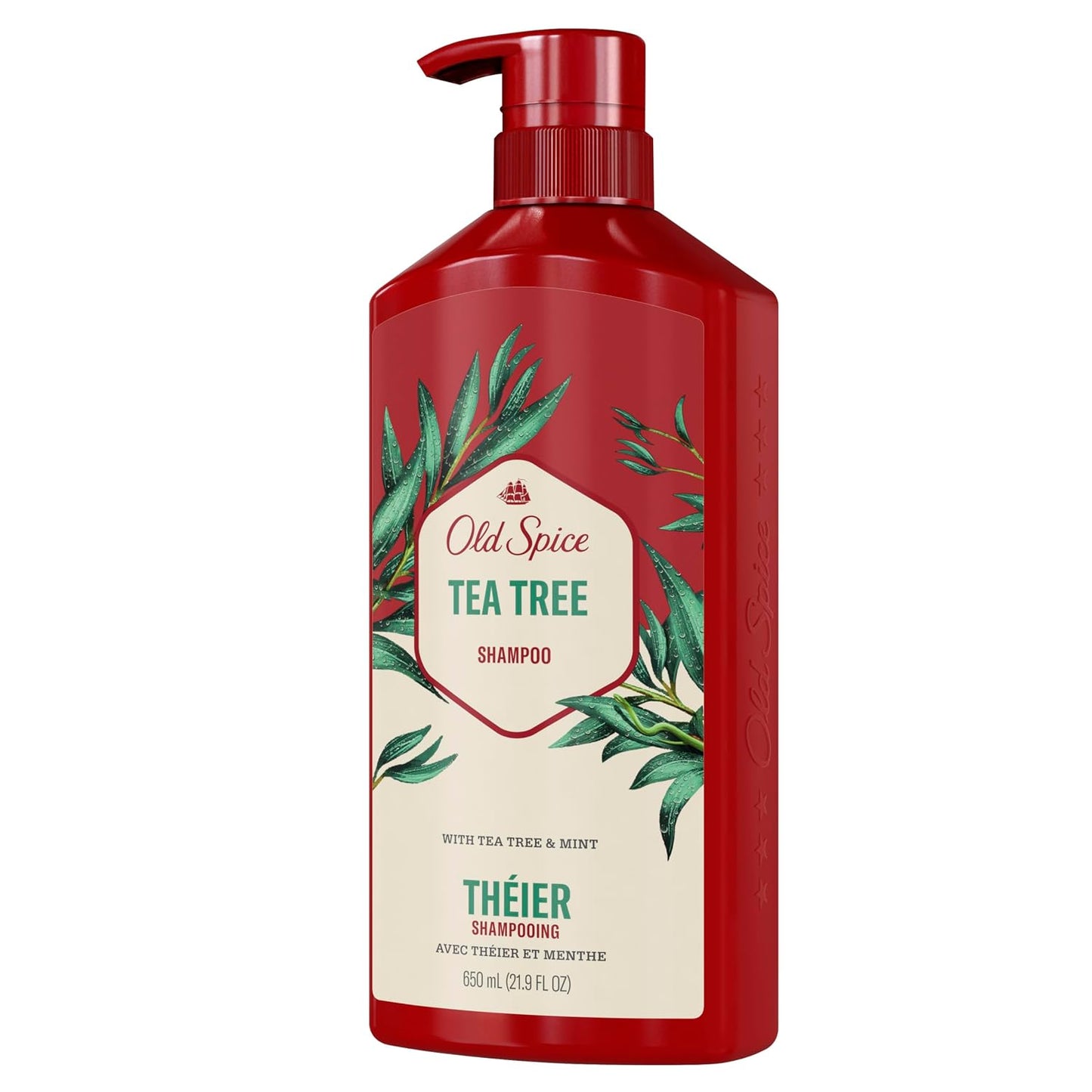 Old Spice Mens Tea Tree Shampoo, For All Hair Types, Healthier, Fuller, More Moisturized Looking Hair, 21.9 fl oz Each, Twin Pack