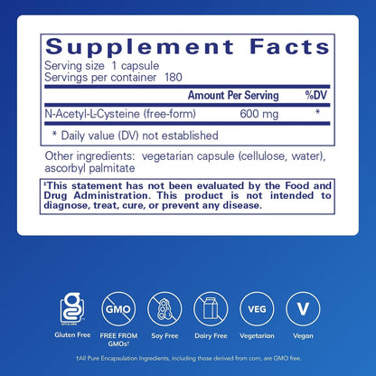 Pure Encapsulations NAC 600 mg, 180 Capsules