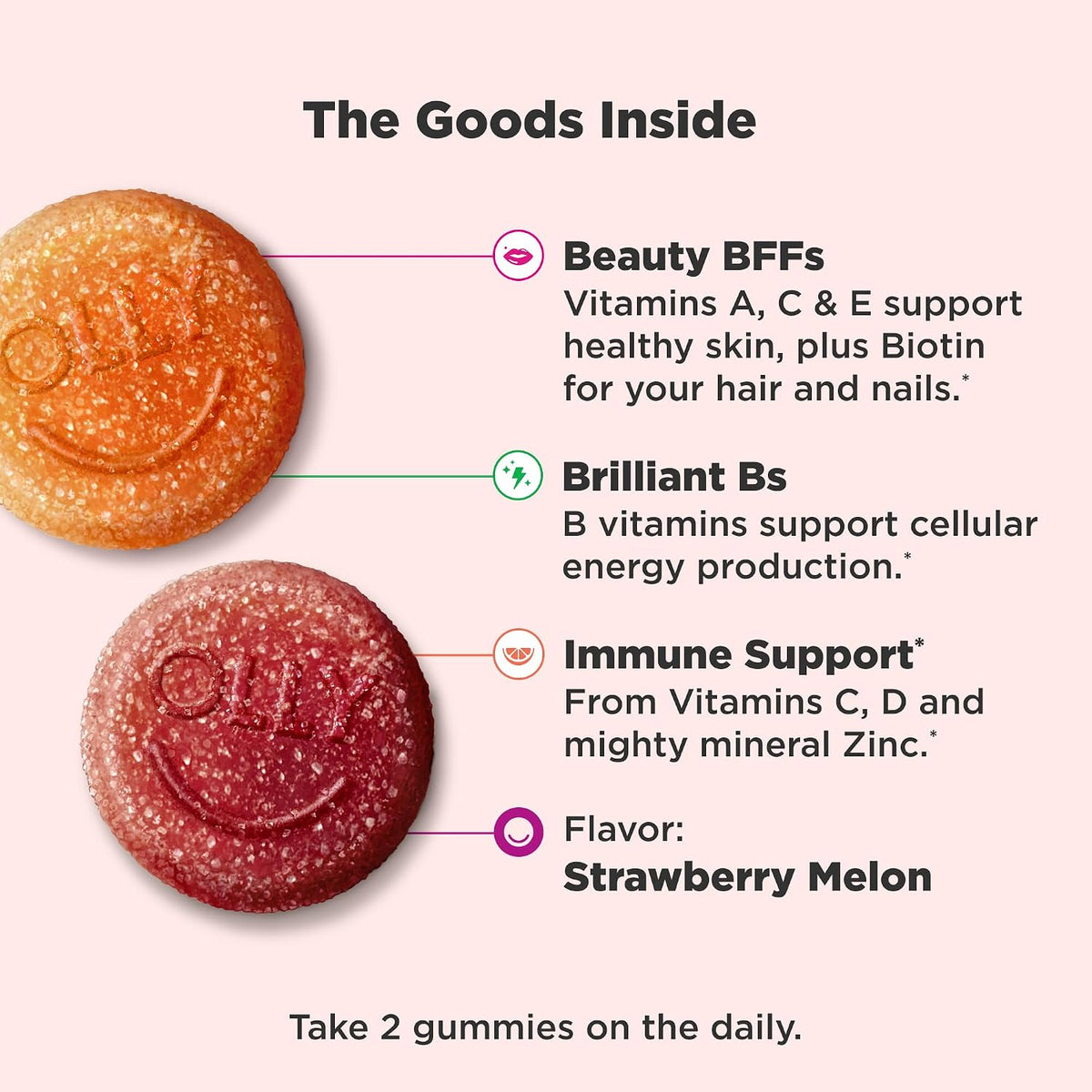 OLLY Teen Girl Multi Gummy, Healthy Skin and Immune Support*- 70 Count