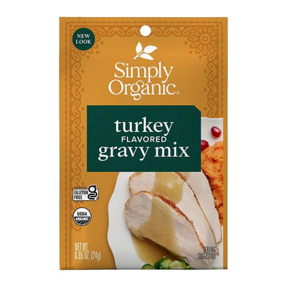 Simply Organic Turkey Flavored Gravy Mix - Certified Organic, Gluten Free | 0.85 Ounce (Pack of 12)