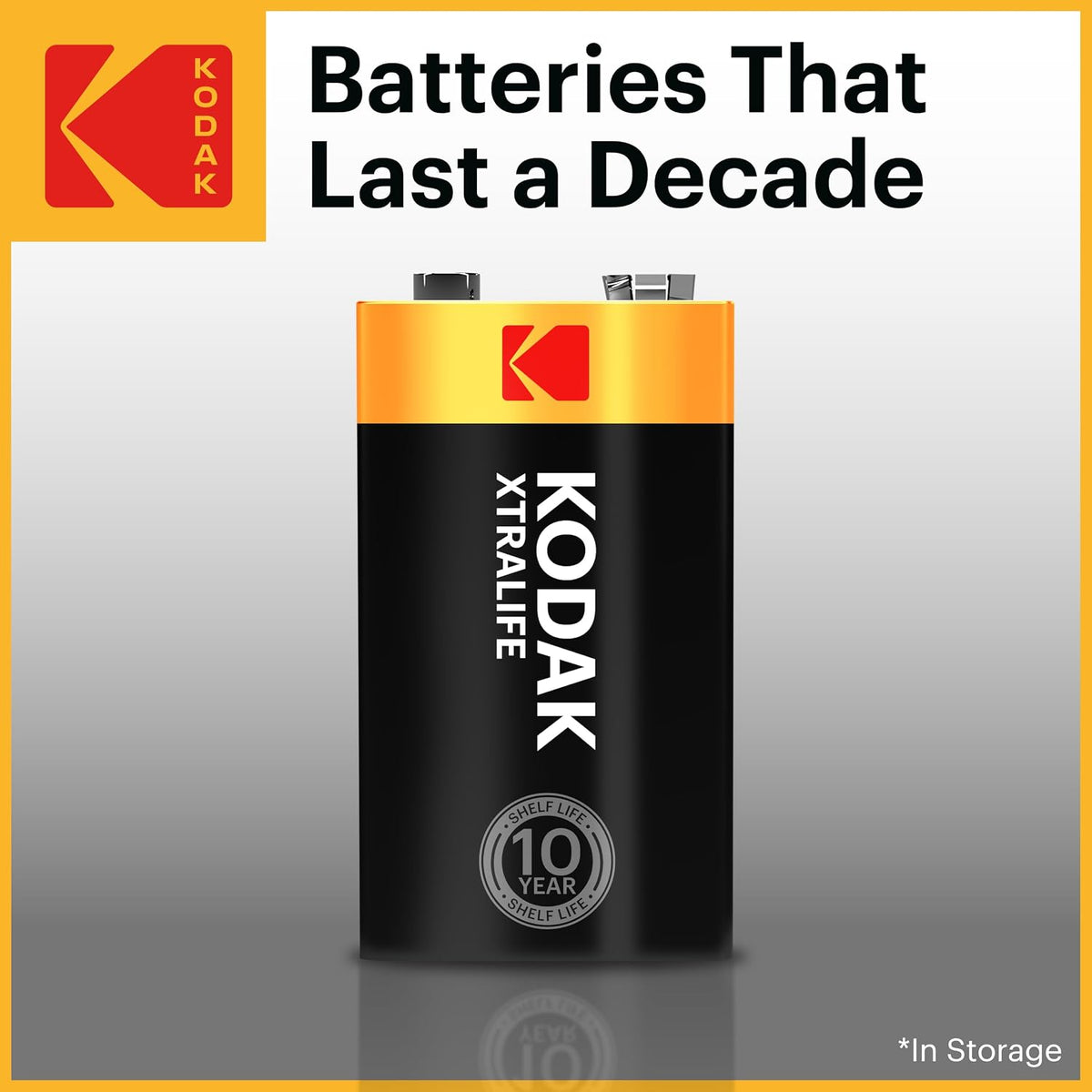 KODAK 9V Alkaline Batteries (10 Pack) Smoke Alarm Battery, 6LR61, PP3