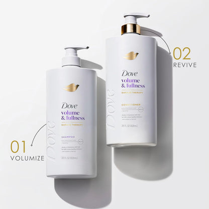 Dove Shampoo Volume & Fullness for Fine, Thin Hair with Bio-Protein Care Technology and Biotin 28 Fl Oz (Pack of 4)